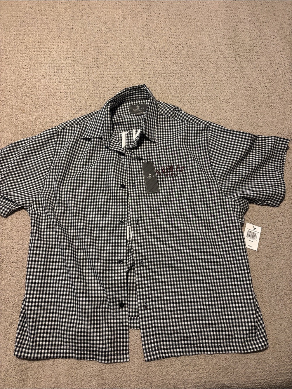 Saints black checkered shirt